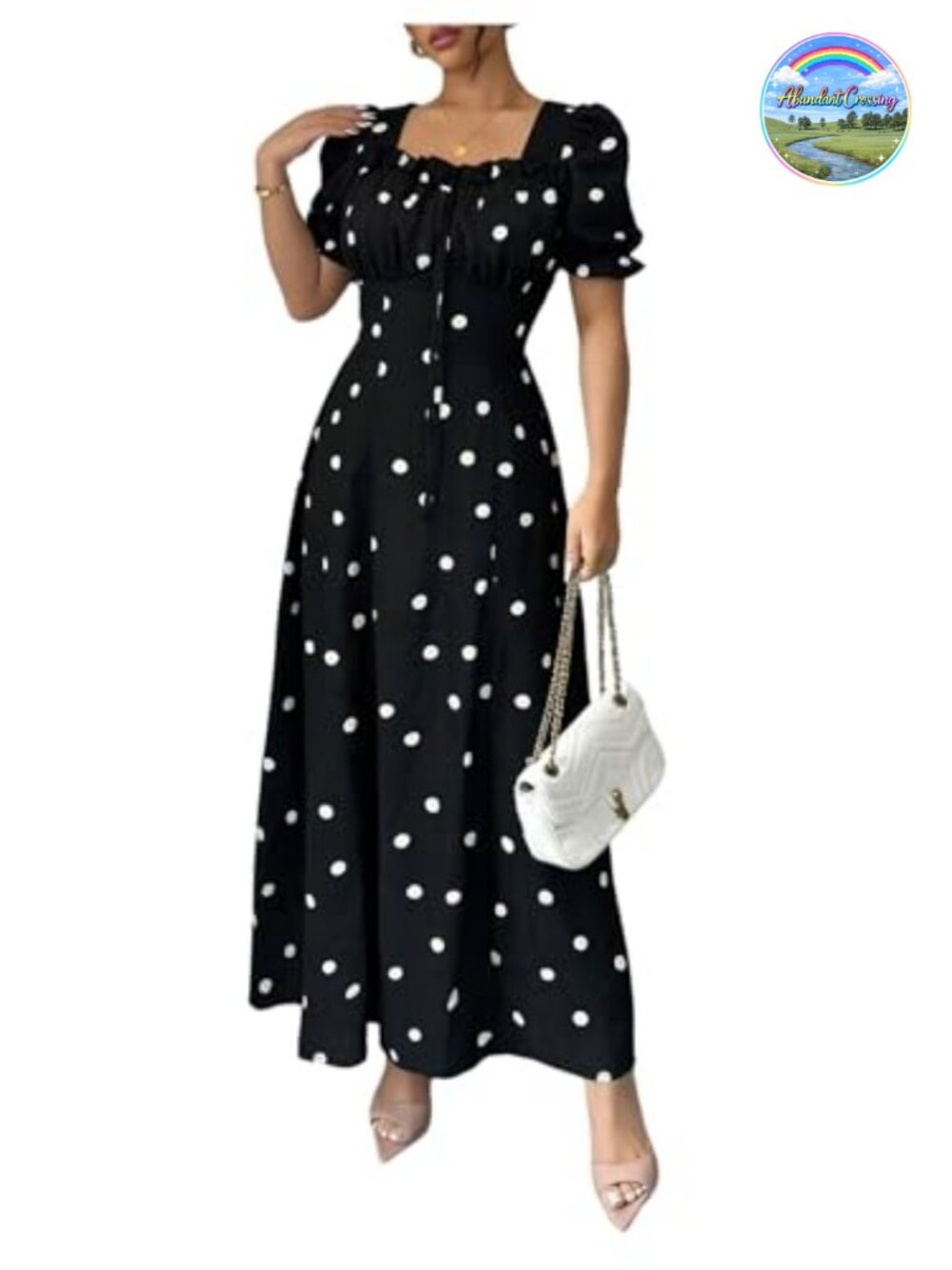 Floerns Floral Short Puff Sleeve Milkmaid Boho A-Line Long Dress